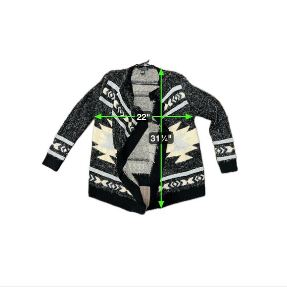 BCBG Max Azria Aztec Open Front Cardigan Artisan Pattern Size Large Boho Tribal - Picture 6 of 9